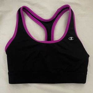 Black Champion Sports Bra with Purple Border